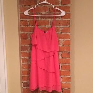 H&M Coral Tiered Chiffon Tank Dress